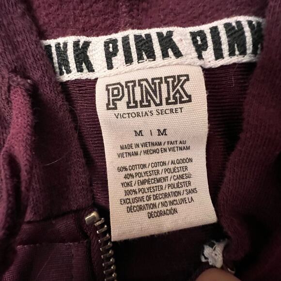 Vintage Y2k 1990's PINK Burgandy Floral Dog Long Sleeve Full Zip Hoodie Medium - Picture 5 of 16